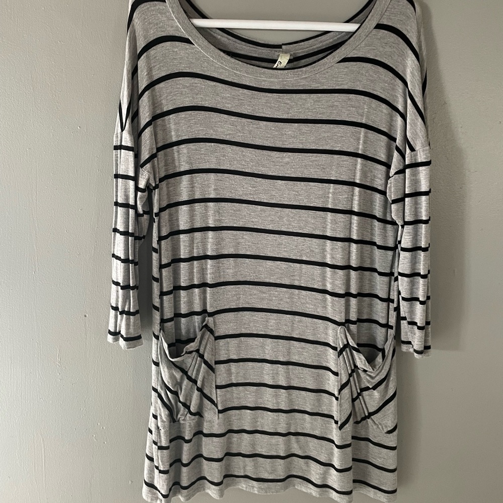 Gray and Black Striped Tunic